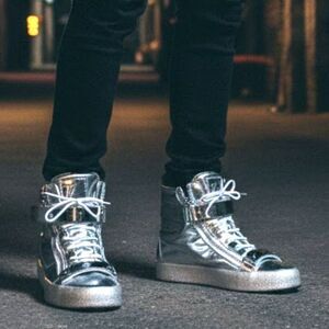 Giuseppe Zanotti Silver Chrome Michael Jackson Sneaker Shoes  Mens Size 10